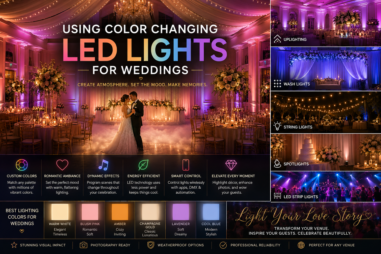 Using Color Changing LED Lights for Weddings