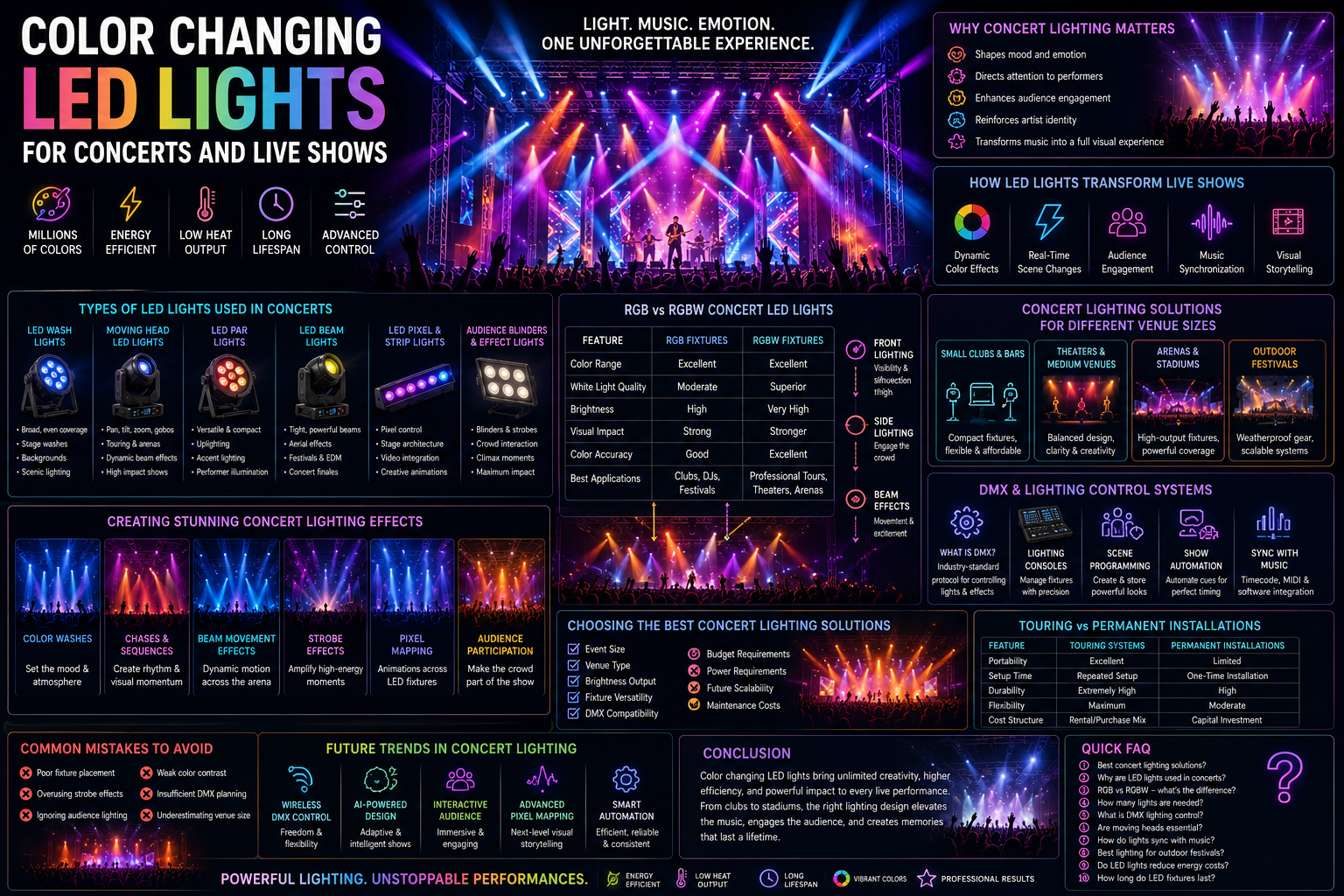 Color Changing LED Lights for Concerts and Live Shows