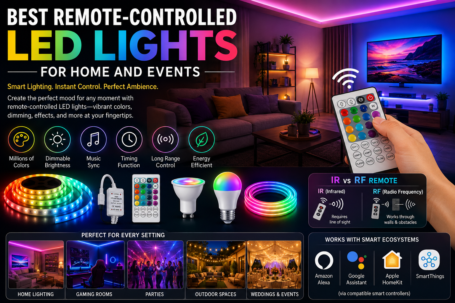 Best Remote-Controlled LED Lights for Home & Events
