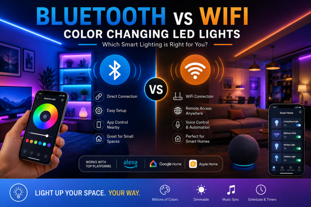 Bluetooth vs WiFi Color Changing LED Lights