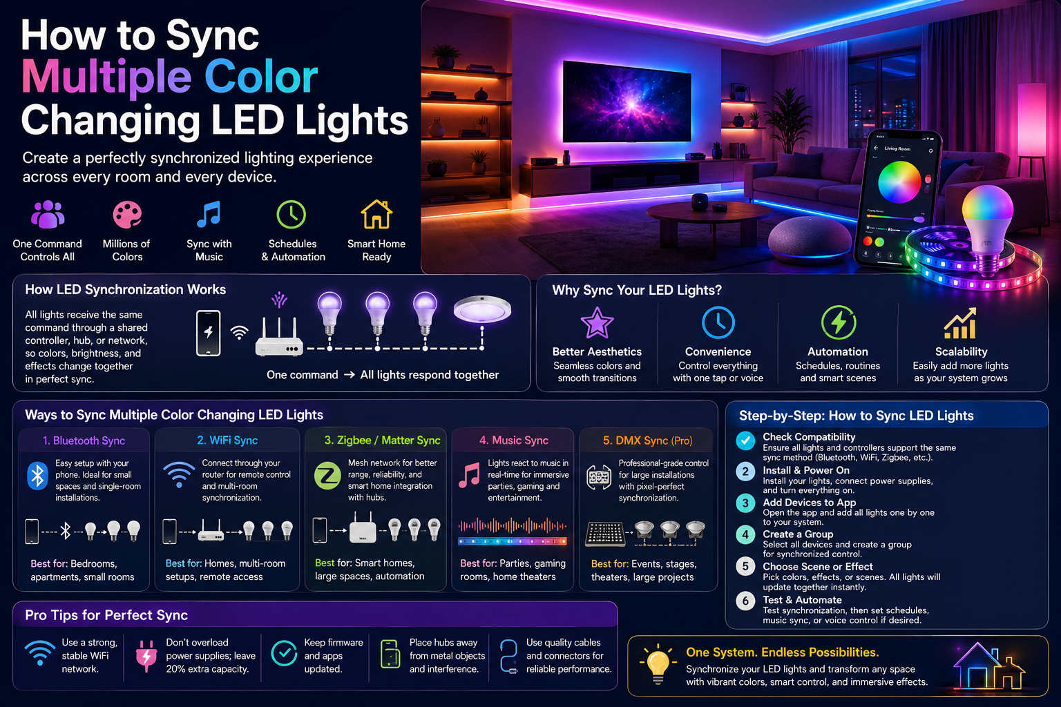 How to Sync Multiple Color Changing LED Lights