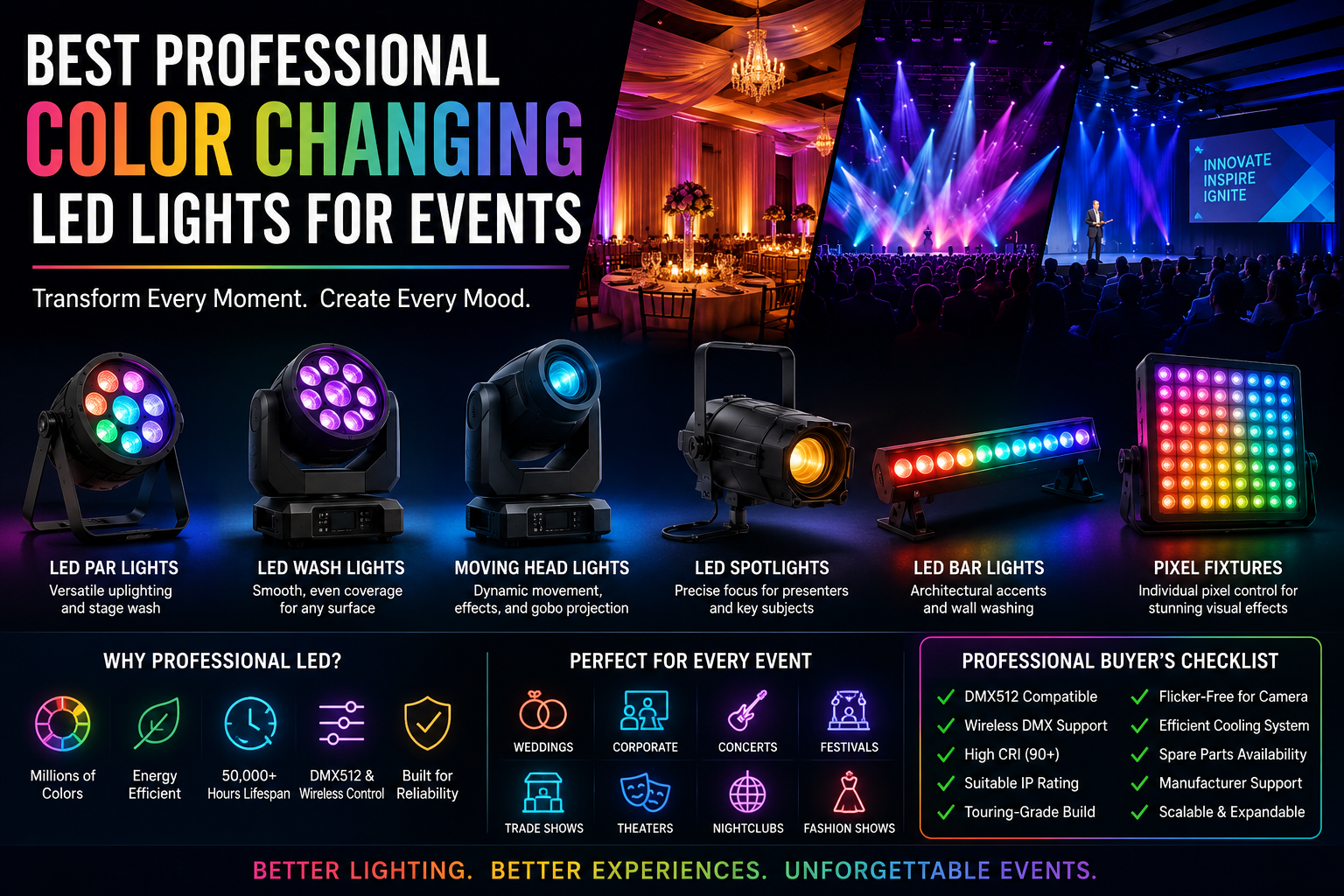 Color Changing LED Lights for Events